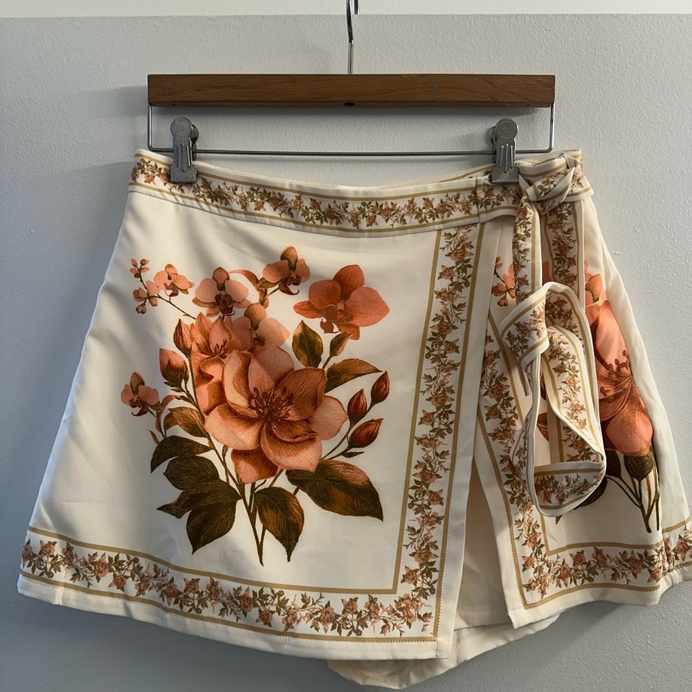 Vici Cream Floral Mini Skirt